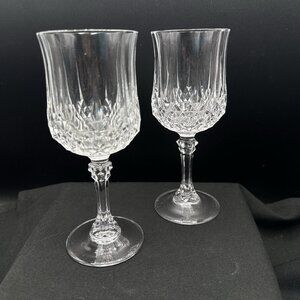 Cristal D'Arques Durand Longchamp Clear Wine Goblets Lead Crystal 6.5" Set of 2